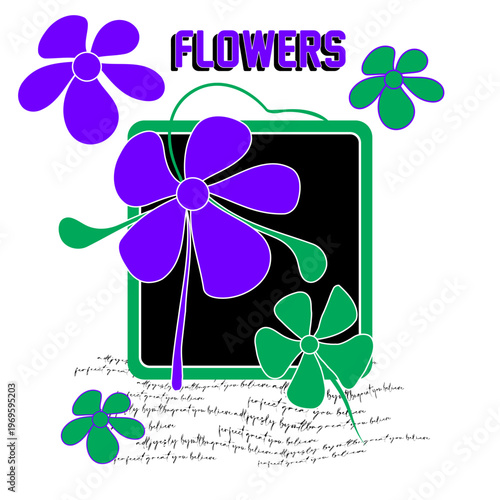flowers line and handwriting background texture art pattern