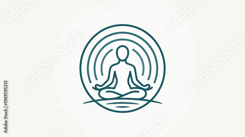 Meditating Human Figure Inside Concentric Circle Design