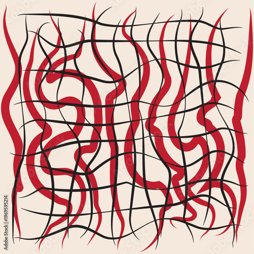 geometric red and black line background texture art pattern
