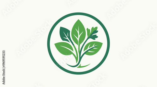 Green Leaves Inside Circle Logo