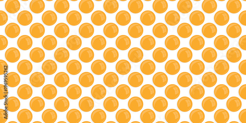 Yellow egg yolk seamless pattern for breakfast menu and kitchen decor. Healthy food pattern
