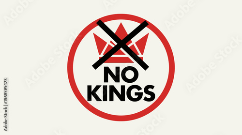 No Kings Symbol with Crossed-Out Crown