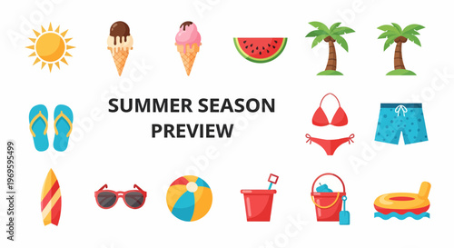 Summer season beach vacation accessories.