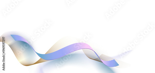 パステルカラーのリボンと繊細な線が織りなす優雅で軽やかな抽象ウェーブデザイン