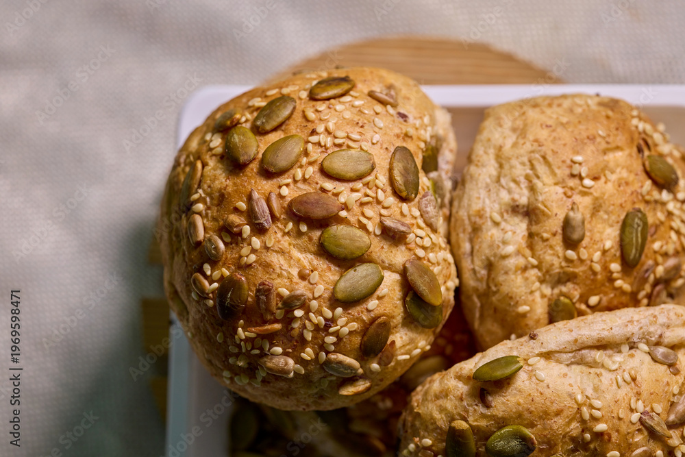 Fototapeta premium Close-up of Multi-grain whole wheat bun