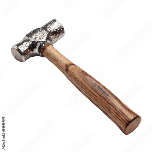 A hammer with a wooden handle on a black background