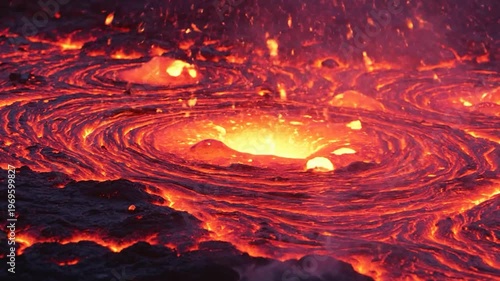 Molten lava flowing surface volcanic eruption hot liquid rock natural phenomenon earth power extreme heat texture