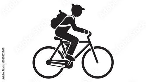 Silhouette illustration of a woman cyclist riding a mountain bike at sunset performing an extreme jump during a sports race