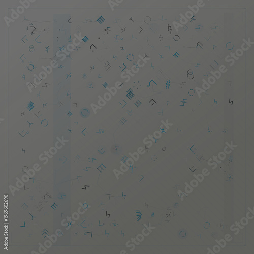 Glyph Matrix abstract background with typography, grid, and system elements; sparse composition, cool palette, experimental mood.