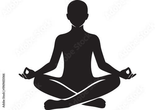 Vector illustration of a woman sitting in a lotus pose silhouette for yoga and meditation to promote health, zen relaxation, and spiritual peace