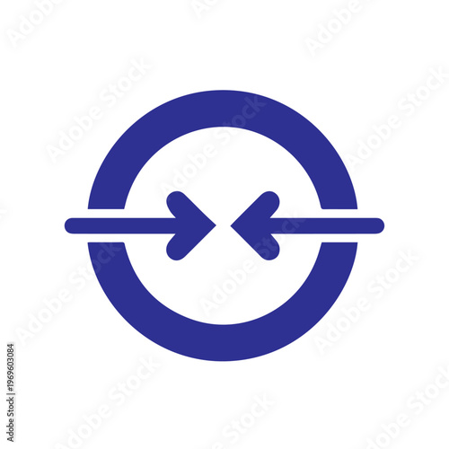 Round graphic with inward-facing arrows signifies convergence, meeting, or agreement on a plain backdrop.
