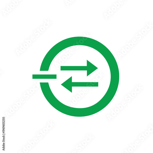 Green circular icon with horizontal arrows indicating exchange and flow of information or goods.