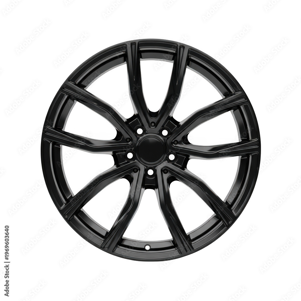 Obraz premium A sleek black wheel with a modern design on transparent background