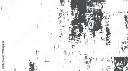 Distressed grunge texture with dark grey splatters and scratched patterns on white background