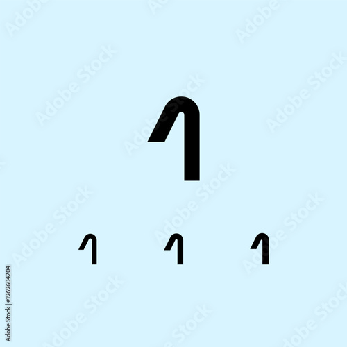Number 1, digital numeral one, including set of four different cyber numbers, semi bold, bold, black, vector illustration 10EPS