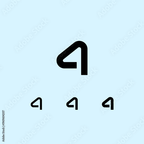 Number 4, digital numeral four, including set of four different cyber numbers, semi bold, bold, black, vector illustration 10EPS