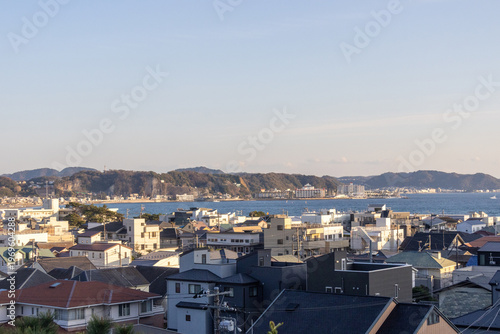 Overview of Kamakura area with seaside in Japan