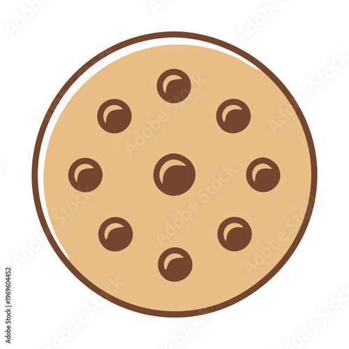 Adobe Stock illustration of a classic chocolate chip cookie design, perfect for food and baking themes