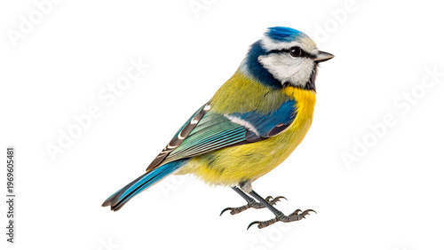 фотографія Blue tit sits on a branch in a garden during spring with bright colors and livel
