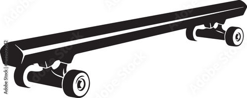 Black skateboard, vector skateboard icon, monochrome longboard, minimalist sports equipment