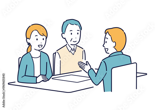 高齢の親について相談をする女性のイラスト