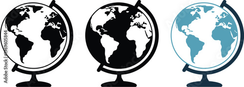 World globe desk ornament icon, vector illustration for geography education travel global business and logistics concept design.