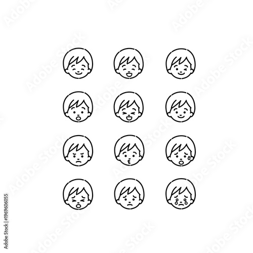 子供の表情詰め合わせ2(線画)