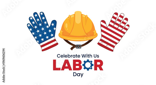 Celebrate Labor Day With American Worker's Symbols And Patriotic Gloves