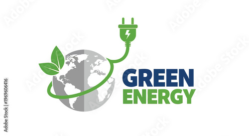 Green energy concept with globe and plug symbolizing eco friendly power solutions