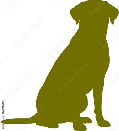 Green silhouette of a sitting dog