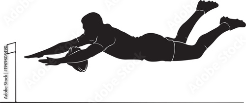 Black silhouette athlete diving, hurdle jump, sports icon, vector illustration