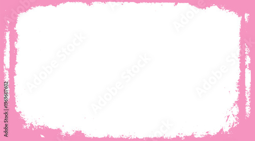 Pink rectangular frame with distressed grunge edges and a white center space