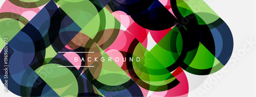 Abstract colorful overlapping circles create dynamic visual texture. Modern design element for backgrounds, banners, presentations.