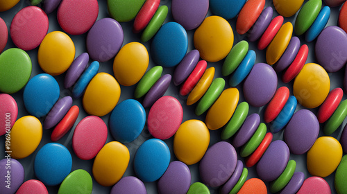 A vibrant pattern of colorful oval candies.