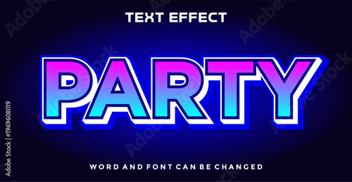 Party 3D Text Effect with Blue and Pink Gradient Typography on Dark Background