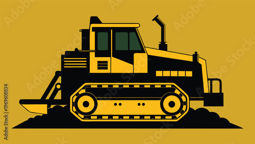 Heavy machinery works on construction site during day to prepare land for new project in urban area