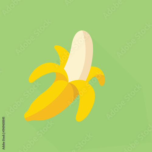 The Allure of Ripe Banana: A single ripe banana, expertly peeled, presents a tempting and healthy snack against a vibrant backdrop, perfectly embodying nature's sweet simplicity.
