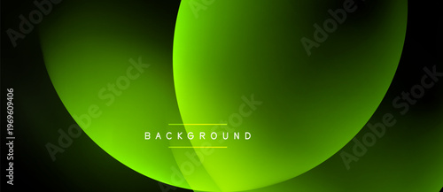 Abstract green layers create dynamic visual effect. Minimalist design with text background centered. Dark backdrop enhances vibrant color contrast.