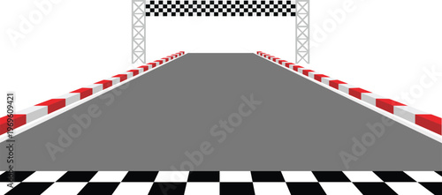 Racing Start: A view of an empty race track with finish line, ready for a high-speed competition, illustrating the journey to the end.