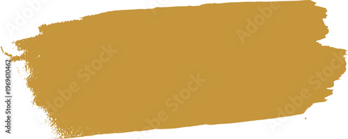 Wide horizontal brush stroke in solid mustard gold color with textured rough edges