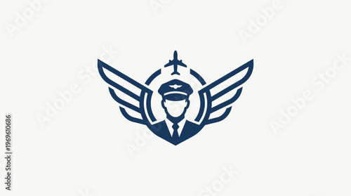 Pilot Emblem with Wings and Airplane Detail