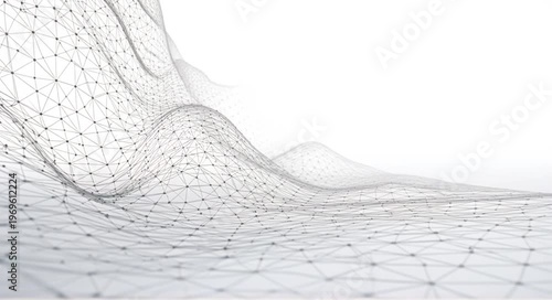 Abstract futuristic digital network grid with flowing waves of data