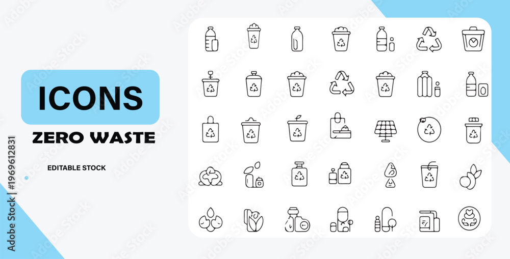 Obraz premium A collection of zero waste icons for sustainable living