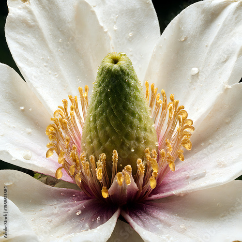 Wallpaper Mural Magnolia flower close-up with yellow stamens and white petals   Torontodigital.ca