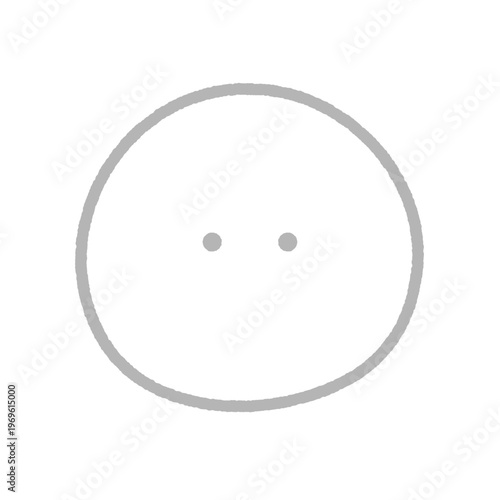 無表情な薄いグレーの線画の絵文字アイコン - シンプルでかわいい目が点の感情のない真顔のイラスト