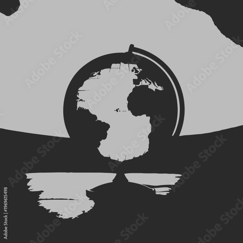 silhouette of a man with globe