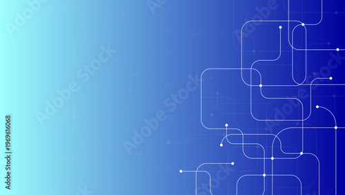 青グラデーションの回路風テクノロジーフレーム背景 企業プレゼン・IT資料向けデジタルデザイン