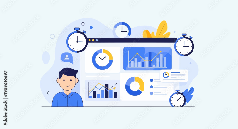 Fototapeta premium Business Analytics Dashboard with Time Management Elements.
