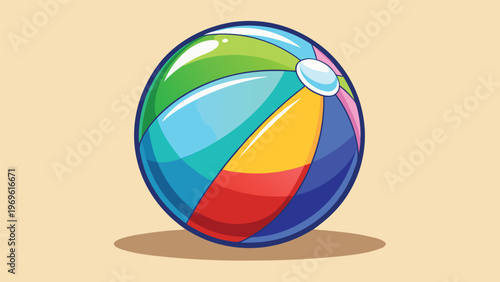Colorful beach ball sits on sandy surface ready for fun during summer activities at the beach or poolside party