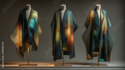 Tactile Shawl Composition Featuring Modern Art Patterns – Immersive Wrap Visual for Inclusive Fashion and Sustainable Design Campaigns
